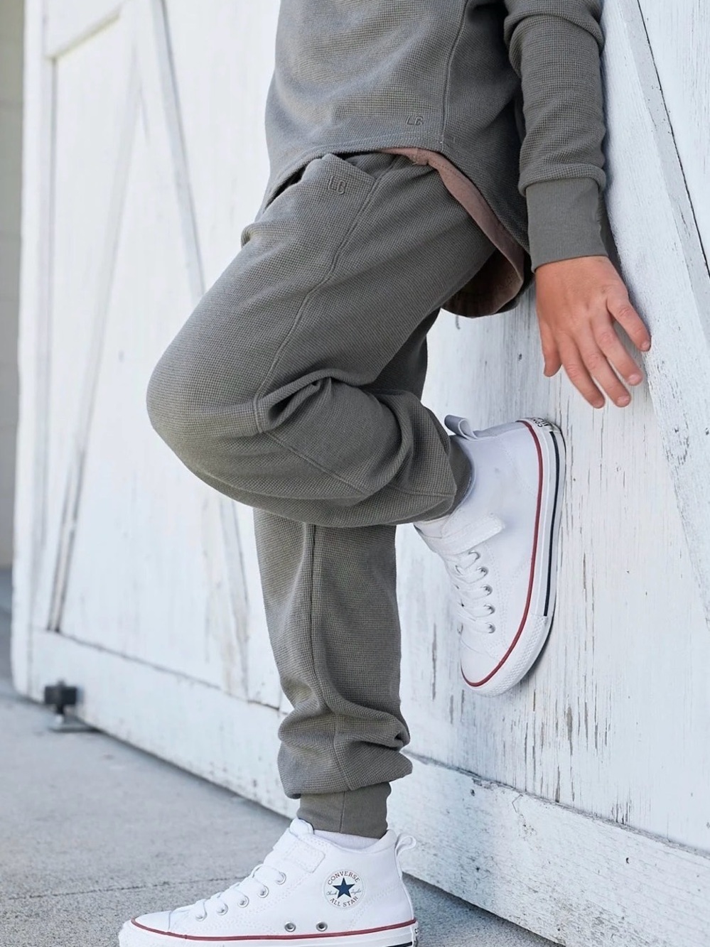 Little Bipsy Kids Green waffle Jogger Pants - Comfortable Casual Bottoms